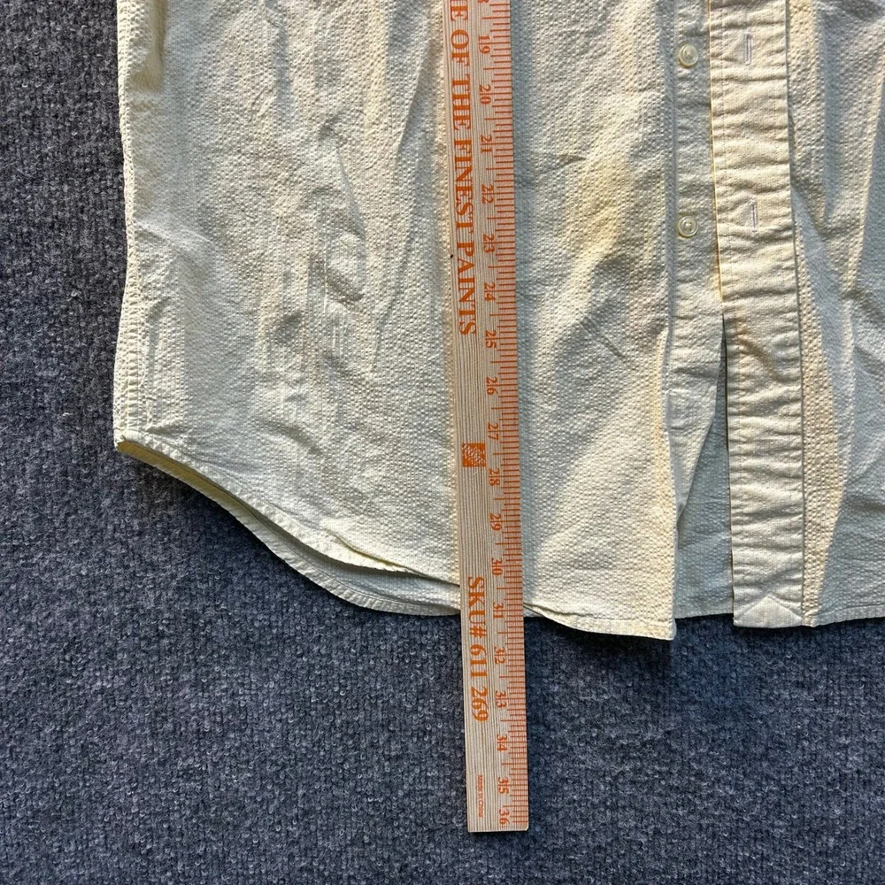 Ralph Lauren Shirt Mens Size L Yellow Seersucker Blake Cotton Short Sleeve